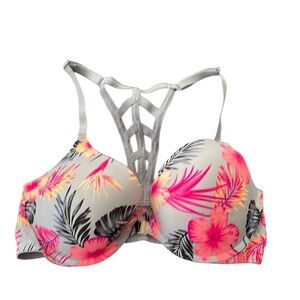 PINK Victoria's Secret Floral Bra - Pink and Gray